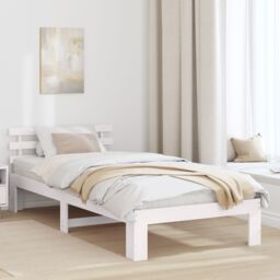 Berkfield Home Pine Wood Bed Frame White Wood 80 x 200 cm White Bed Frame - thumbnail 1