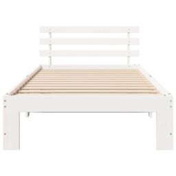 Berkfield Home Pine Wood Bed Frame White Wood 80 x 200 cm White Bed Frame - thumbnail 6