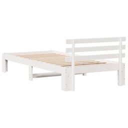 Berkfield Home Pine Wood Bed Frame White Wood 80 x 200 cm White Bed Frame - thumbnail 8