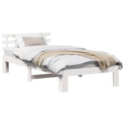 Berkfield Home Pine Wood Bed Frame White Wood 80 x 200 cm White Bed Frame - thumbnail 3