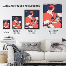 "Artery8 The Penny Magazine Cover Woman Reading Wall Art Print Ethel Reed in Red - Size: W12"" x H16""" - thumbnail 3