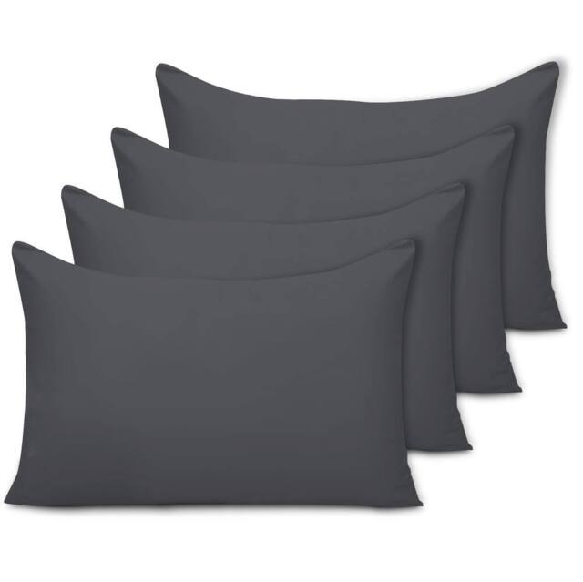Grace Microfiber Pillow Cases Pack of 4 with Envelope Closure in Charcoal - Size: Standard Pillow Case - image 1