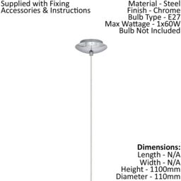 Loops Pendant Light Chrome Plated Clear White Glass Opal Shade Matt Bulb E27 1x60W - thumbnail 2