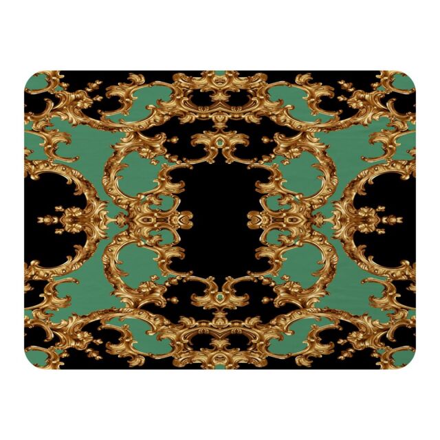 Benjamin Tate Design Black & Green Baroque Blanket in Natural - Size: 120 cm x 150 cm - image 1