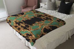 Benjamin Tate Design Black & Green Baroque Blanket in Natural - Size: 120 cm x 150 cm - thumbnail 3