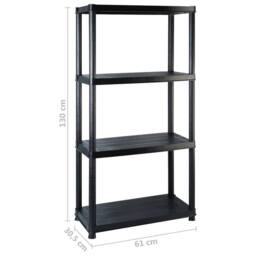 Berkfield Home Storage Shelf 4-Tier Black 244x30.5x130 cm Plastic - thumbnail 7