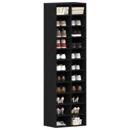 Berkfield Home Shoe Cabinet Black Oak 54x34x183 cm Engineered Wood - Size: 54 x 34 x 183 cm - thumbnail 4