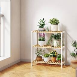 Levede Bamboo Storage Shelf 3-Tier Organiser Shelving Unit Stand Shoe Rack in Natural - thumbnail 3