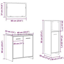 Berkfield Home Durable 3 Piece Bathroom Furniture Set Old Wood Engineered Wood in Brown - thumbnail 9