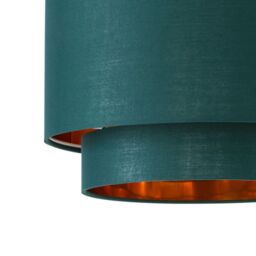 First Choice Lighting Set of 2 Kozy - Dark Green & Gold 30cm Pendant Shades - thumbnail 4