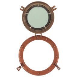 Berkfield Home vidaXL¬†Porthole Mirror¬†Wall Hanging¬†√ò30 cm¬†Aluminium & Glass in Brown - thumbnail 4