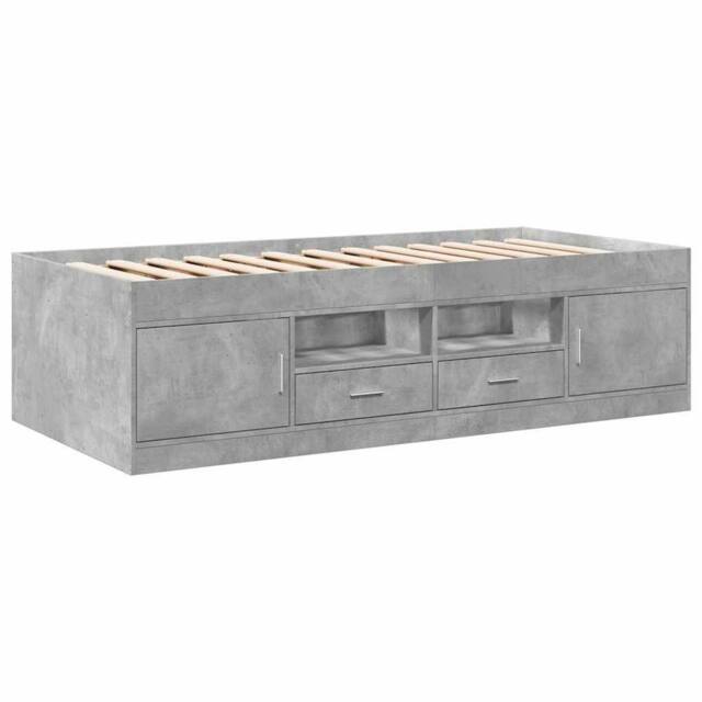 Berkfield Home Versatile Daybed w/Drawers Frame Concrete Grey 75x190 cm Small Single - image 1