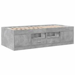 Berkfield Home Versatile Daybed w/Drawers Frame Concrete Grey 75x190 cm Small Single