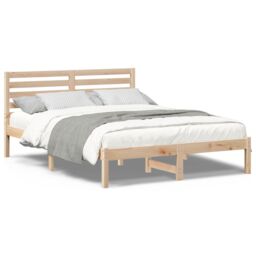 Berkfield Home with Headboard Brown 140 x 190 cm Solid pine wood - thumbnail 4
