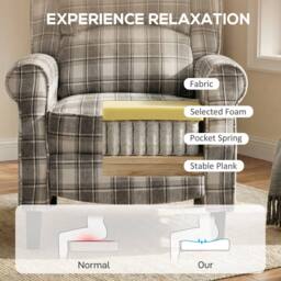 HOMCOM Recliner Chair for Living Room Wingback Chair with Padded Armrest in Grey - thumbnail 6