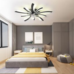 Garwarm Modern Dimmable Black LED Ceiling Fan with Lights - thumbnail 9