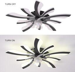 Garwarm Modern Dimmable Black LED Ceiling Fan with Lights - thumbnail 8