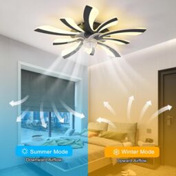 Garwarm Modern Dimmable Black LED Ceiling Fan with Lights - thumbnail 5