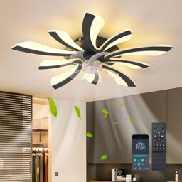 Garwarm Modern Dimmable Black LED Ceiling Fan with Lights - thumbnail 1