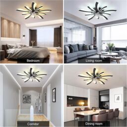 Garwarm Modern Dimmable Black LED Ceiling Fan with Lights - thumbnail 7