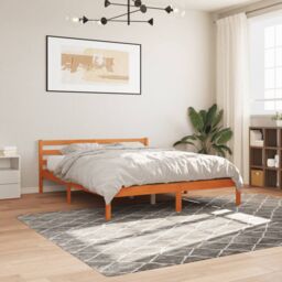Berkfield Home Bed Frame without Mattress Wax Brown 200x200 cm Solid Wood Pine - thumbnail 1