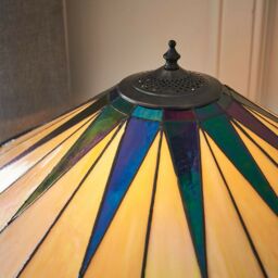 Loops Tiffany Glass Table Lamp Light Black Iridescent & Rich Cream Round Shade i00184 - thumbnail 5