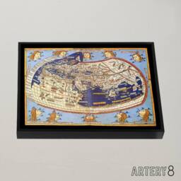 "Artery8 World Map 1482 Ptolemy 2nd Century Framed Canvas Wall Art Print - Size: W12"" x H16""" - thumbnail 2