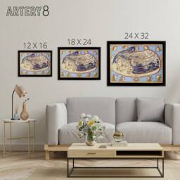 "Artery8 World Map 1482 Ptolemy 2nd Century Framed Canvas Wall Art Print - Size: W12"" x H16""" - thumbnail 4