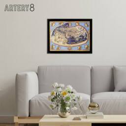 "Artery8 World Map 1482 Ptolemy 2nd Century Framed Canvas Wall Art Print - Size: W12"" x H16""" - thumbnail 3