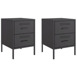 Berkfield Home Bedside Cabinets 2 pcs Black 36x39x50.5 cm Steel - thumbnail 2
