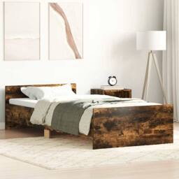 Berkfield Home Bed Frame Smoked Oak 75x190 cm Small Single Engineered Wood in Brown - thumbnail 2