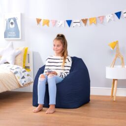 icon Teen Bean Bag Chair Grey Childrens Bean Bags in Navy - thumbnail 3