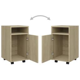 Berkfield Home Side Cabinet with Wheels Sonoma Oak 33x38x60 cm Engineered Wood in Light Oak - Size: 33 x 38 x 60 cm - thumbnail 7