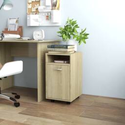 Berkfield Home Side Cabinet with Wheels Sonoma Oak 33x38x60 cm Engineered Wood in Light Oak - Size: 33 x 38 x 60 cm - thumbnail 2