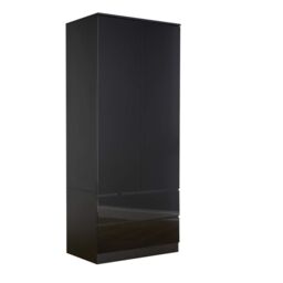 Home Source Wardrobe 2 Door 2 Drawer Storage Cabinet Modern Home Bedroom Unit in Black - thumbnail 7