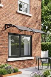 Garden Sanctuary Outdoor Door Canopy Window Awning with Drainage Channel in Grey - thumbnail 2