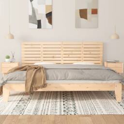 Berkfield Home Wall Headboard 166x3x63 cm Solid Wood Pine in Natural - Size: 166 x 3 x 63 cm