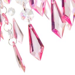 Happy Homewares Modern Waterfall Design Pendant Shade with Acrylic Droplets & Beads in Pink - thumbnail 3