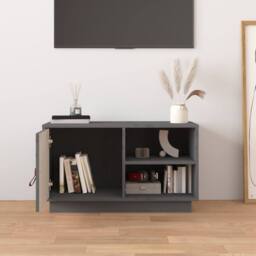 Berkfield Home TV Cabinet Grey 70x34x40 cm Solid Wood Pine - Size: 70 x 34 x 40 cm - thumbnail 3