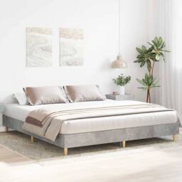 Berkfield Home Durable Bed Frame No Mattress Concrete Grey 200x200 cm Engineered Wood - thumbnail 1