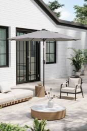 Garden Sanctuary 3m Solar Powered LED Outdoor Patio Umbrella in Light Grey - thumbnail 2