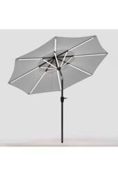 Garden Sanctuary 3m Solar Powered LED Outdoor Patio Umbrella in Light Grey - thumbnail 4