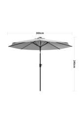 Garden Sanctuary 3m Solar Powered LED Outdoor Patio Umbrella in Light Grey - thumbnail 6