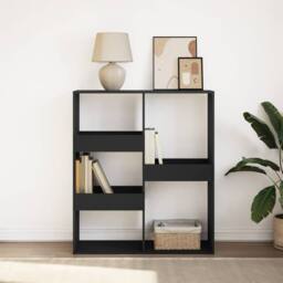 Berkfield Home Classic Book Cabinet/Room Divider Black 100x33x115 cm - Size: 100 x 33 x 115 cm - thumbnail 2