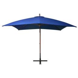 Berkfield Home Hanging Parasol with Pole Azure Blue 3x3 m Solid Fir Wood - thumbnail 3