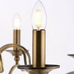 Loops Hanging Flush Ceiling Pendant 8 Light ANTIQUE BRASS Chandelier Lamp Bulb Holder in Metallics - thumbnail 4