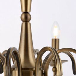 Loops Hanging Flush Ceiling Pendant 8 Light ANTIQUE BRASS Chandelier Lamp Bulb Holder in Metallics - thumbnail 5