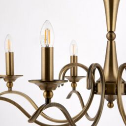 Loops Hanging Flush Ceiling Pendant 8 Light ANTIQUE BRASS Chandelier Lamp Bulb Holder in Metallics - thumbnail 3