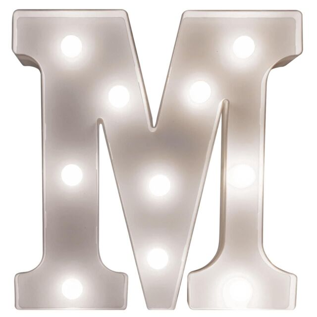 mysmartbuy Battery Powered 3D Letter M LED Light - Freestanding or Wall Mounted Alphabet Lighting Home or Party Decoration - H22 x W14 x D3cm in White - image 1