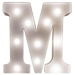 mysmartbuy Battery Powered 3D Letter M LED Light - Freestanding or Wall Mounted Alphabet Lighting Home or Party Decoration - H22 x W14 x D3cm in White - thumbnail 1